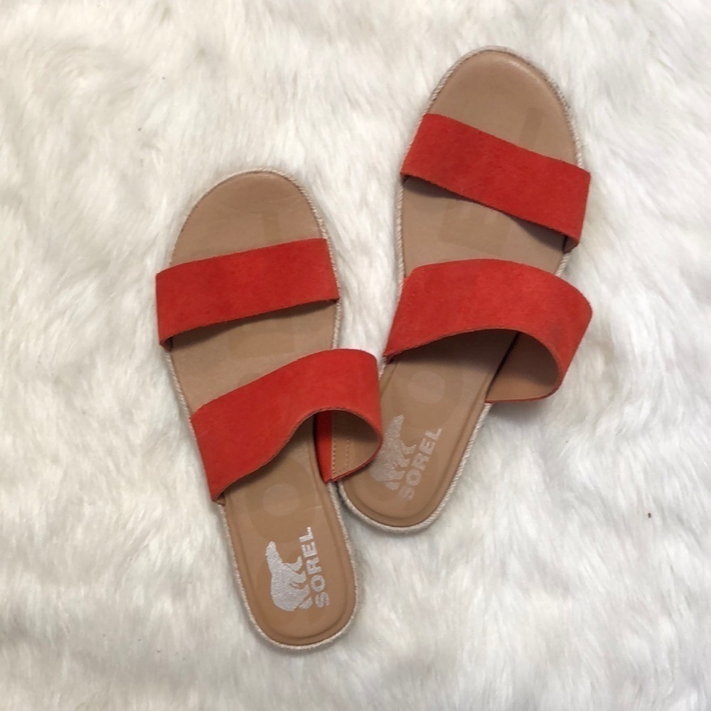Sorel Womens Ella II Slides Signal Red Slippers Slip On Size 10